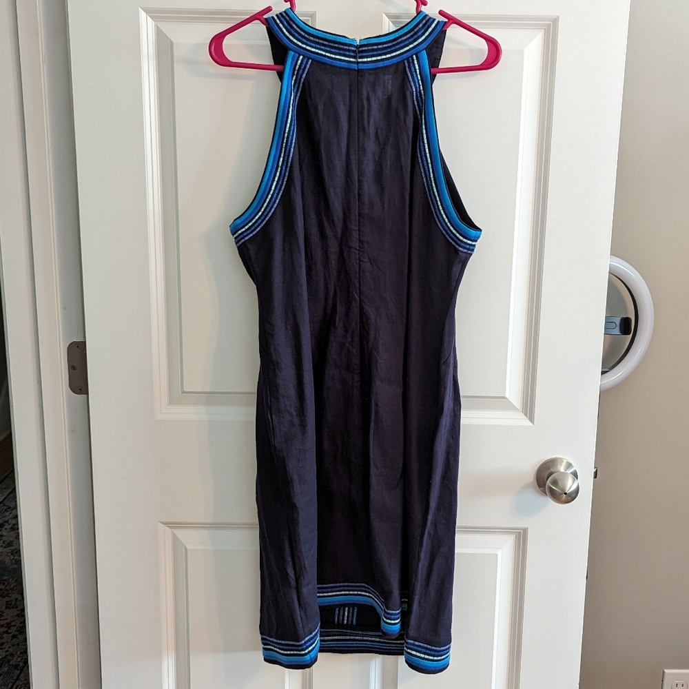 ✨ Boden Navy Blue Linen Halter Dress with blue Accents. Size 12. NWT. - Picture 7 of 7